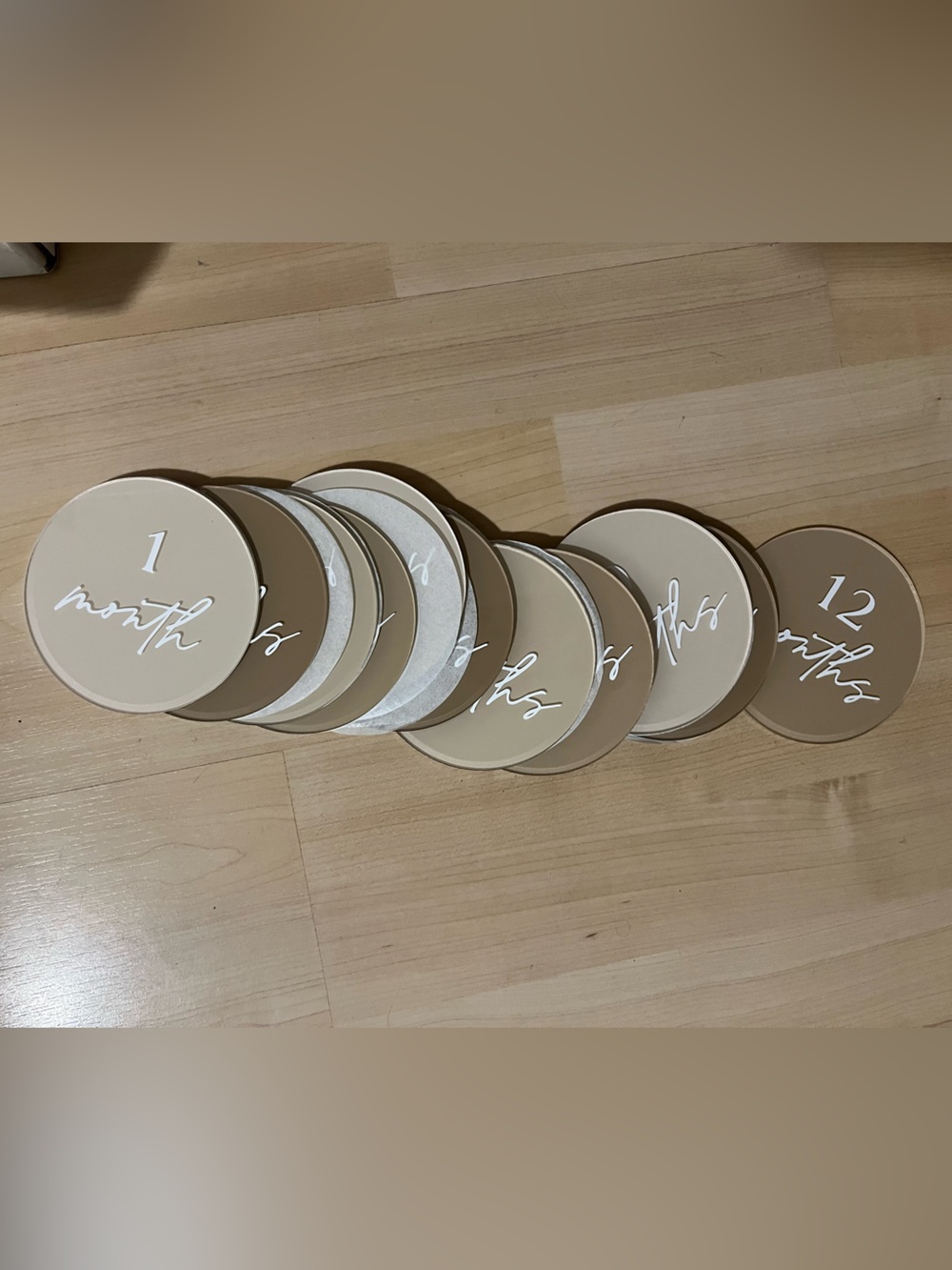 Neutral Beige Baby Monthly Milestone Discs - 1 to 12 Months